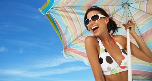 Summer Beach Girl and Umberella
