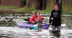 A flooded road in Felpham