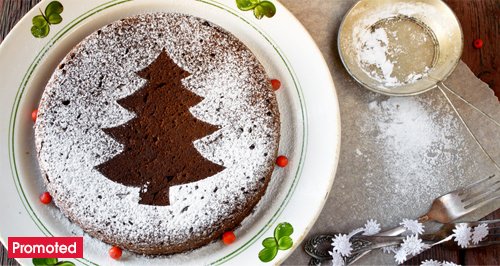 Christmas chocolate cake decorating with promo tab